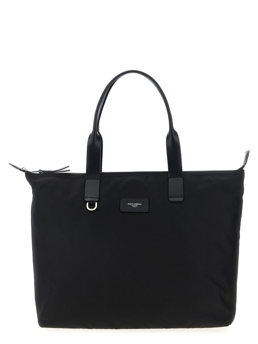 Dolce & Gabbana Media Logo Patch Shopping Bag