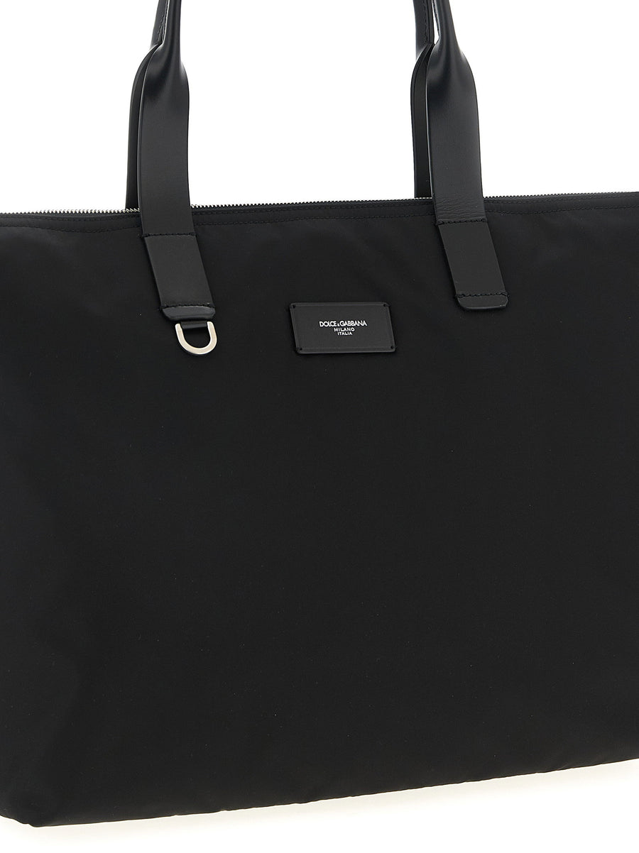 Dolce & Gabbana Media Logo Patch Shopping Bag