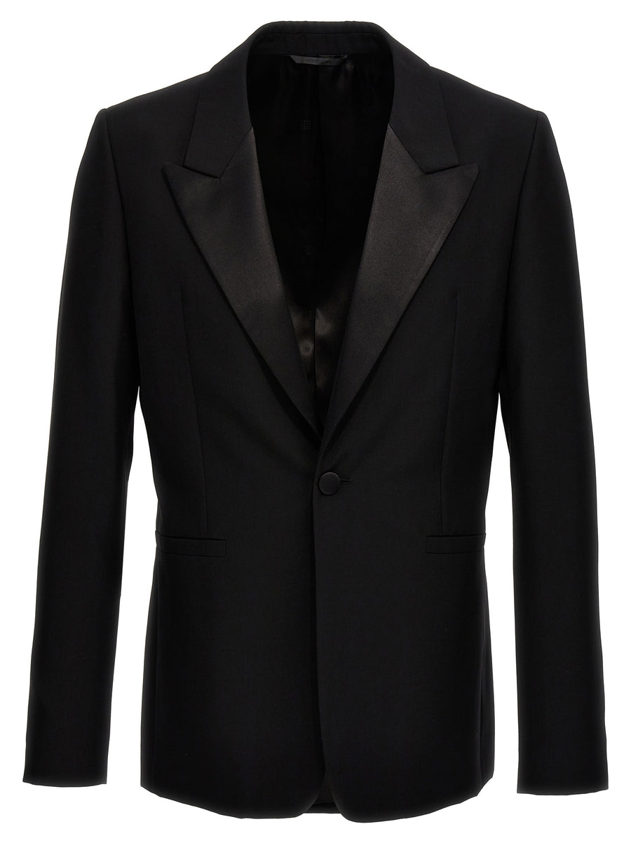 Givenchy Peak Lapel Wool Blazer for Women Luxury Double Breasted Satin Lapels Slim Fit