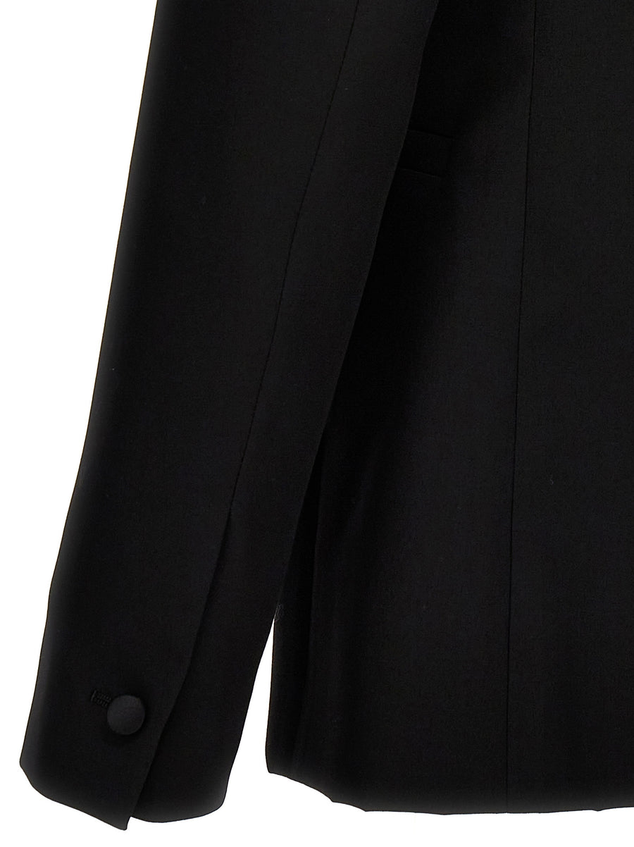Givenchy Peak Lapel Wool Blazer for Women Luxury Double Breasted Satin Lapels Slim Fit