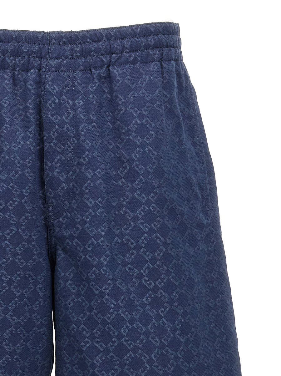 Givenchy Monogram Bermuda Shorts for Men Blue Jacquard Cotton Viscose Blend Luxurious Comfort Drawstring