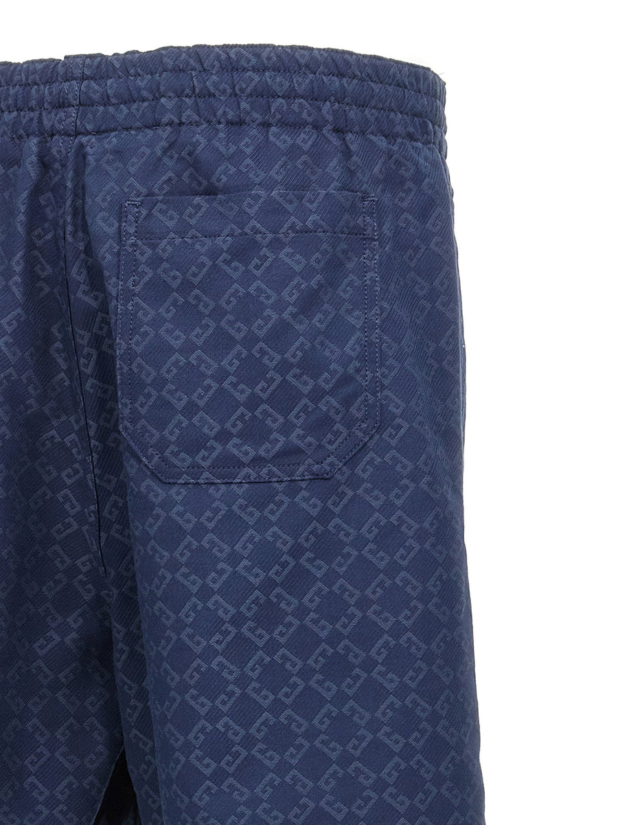 Givenchy Monogram Bermuda Shorts for Men Blue Jacquard Cotton Viscose Blend Luxurious Comfort Drawstring