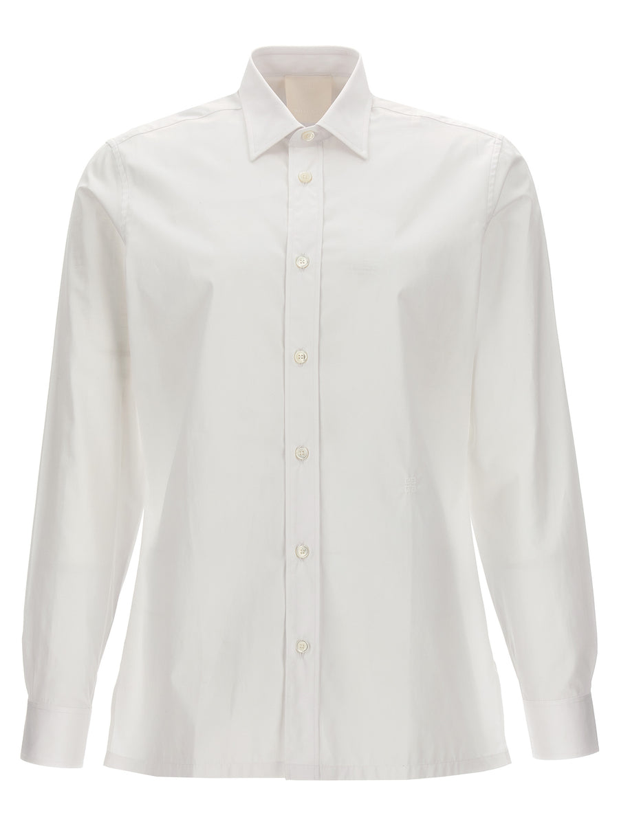 Givenchy Logo Embroidery Shirt For Men Luxury 100 Percent Cotton Poplin Versatile Refined Button Front