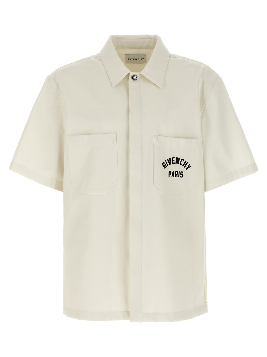 Givenchy Logo Embroidered Shirt For Men Beige One Hundred Percent Cotton Luxury Smart Casual Versatile Essential