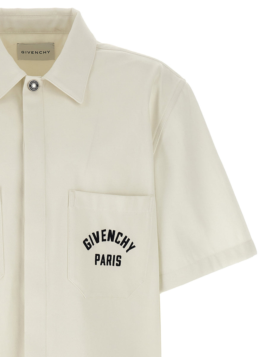 Givenchy Logo Embroidered Shirt For Men Beige One Hundred Percent Cotton Luxury Smart Casual Versatile Essential