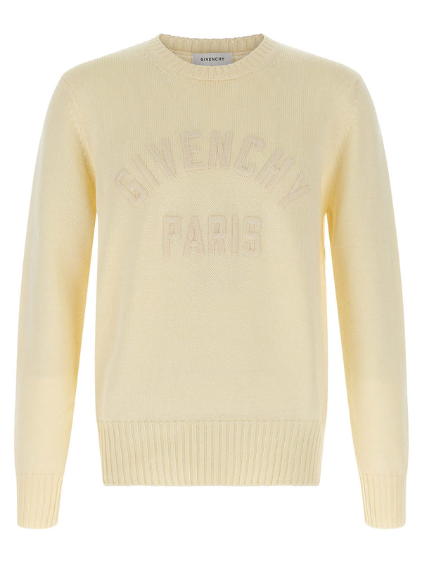Givenchy Beige Logo Sweater For Men Premium 100 Percent Cotton Crewneck With Subtle Embroidered Logo