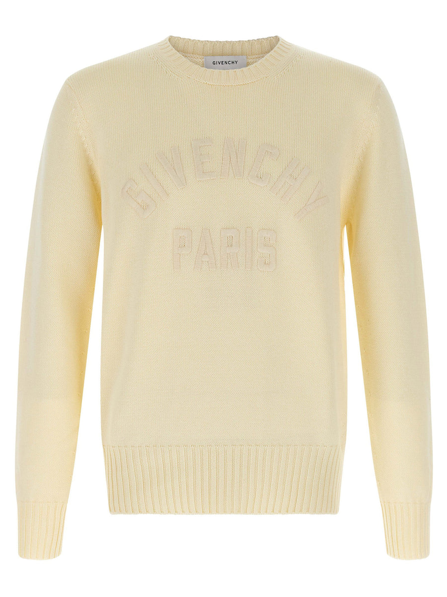 Givenchy Beige Logo Sweater For Men Premium 100 Percent Cotton Crewneck With Subtle Embroidered Logo