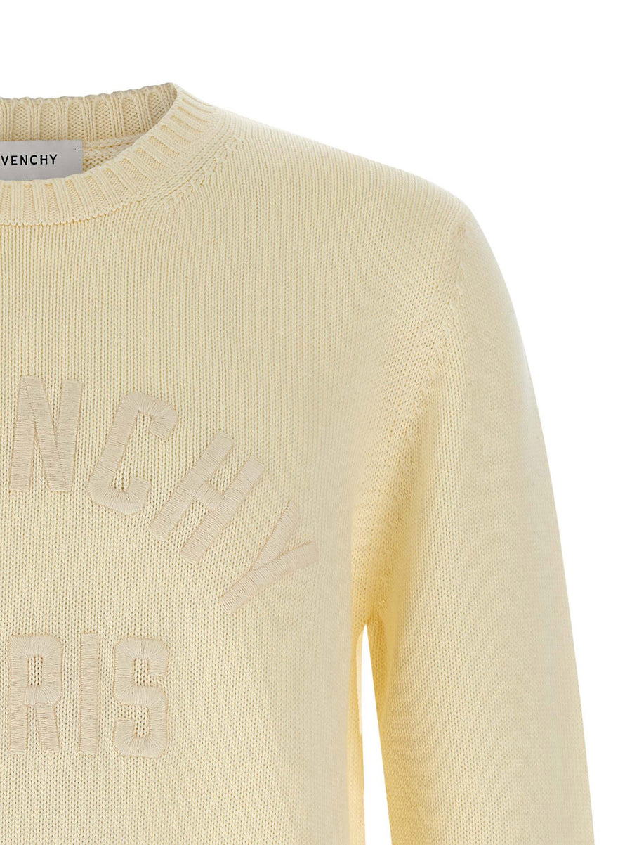 Givenchy Beige Logo Sweater For Men Premium 100 Percent Cotton Crewneck With Subtle Embroidered Logo