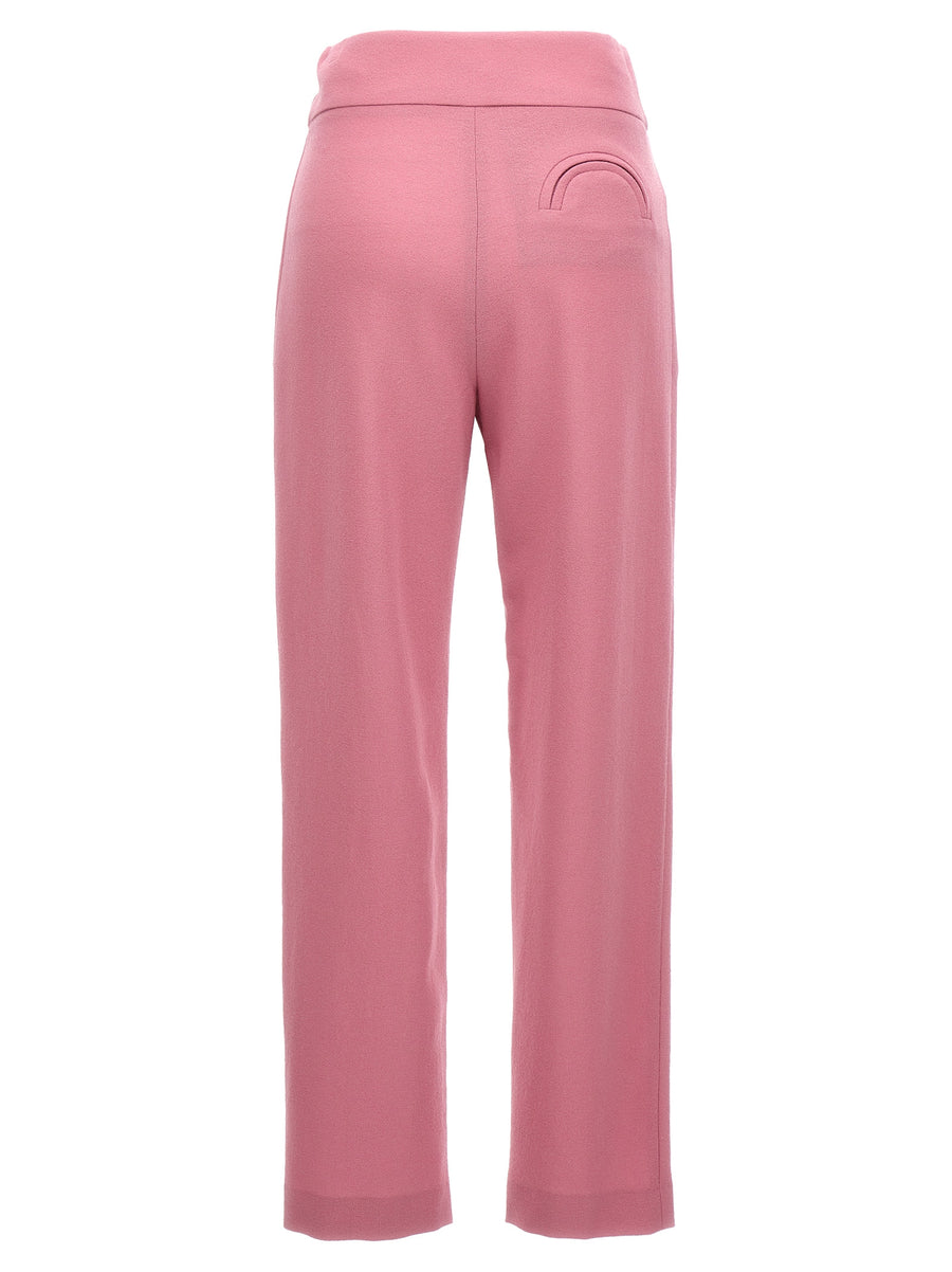 Blazé Milano Virgin Wool Trousers for Women Pink Front Pleats Polished Everyday Workwear