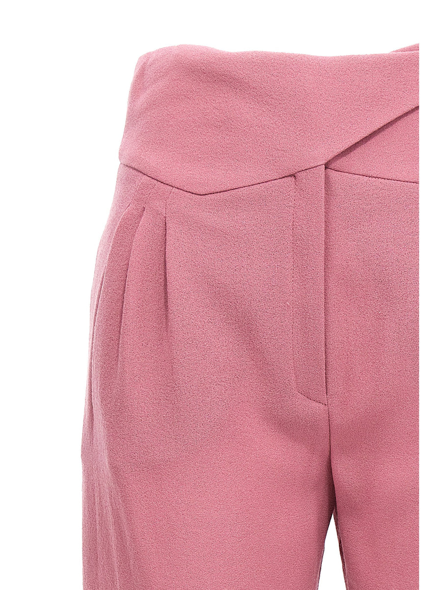 Blazé Milano Virgin Wool Trousers for Women Pink Front Pleats Polished Everyday Workwear