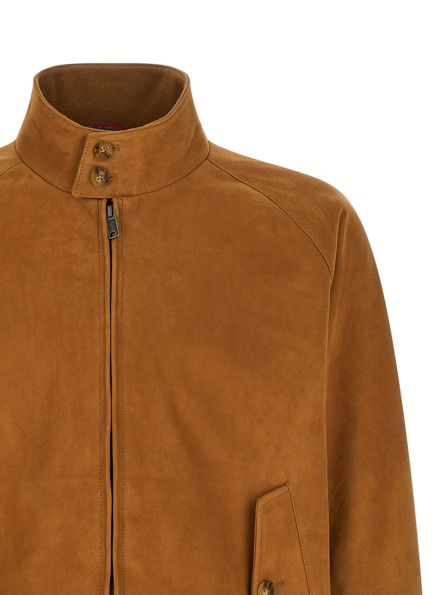 Baracuta G9 Harrington Jacket For Women Brown Goat Leather With Fraser Tartan And Premium Coolmax Lining