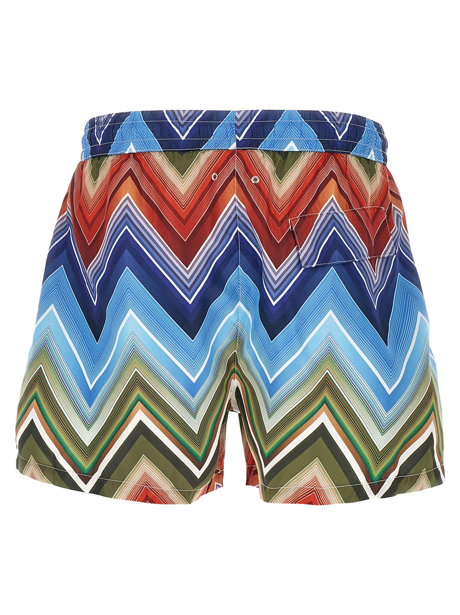 Missoni Macro Zigzag Swimsuit for Men Luxury Italian Beachwear Fast Drying Polyester