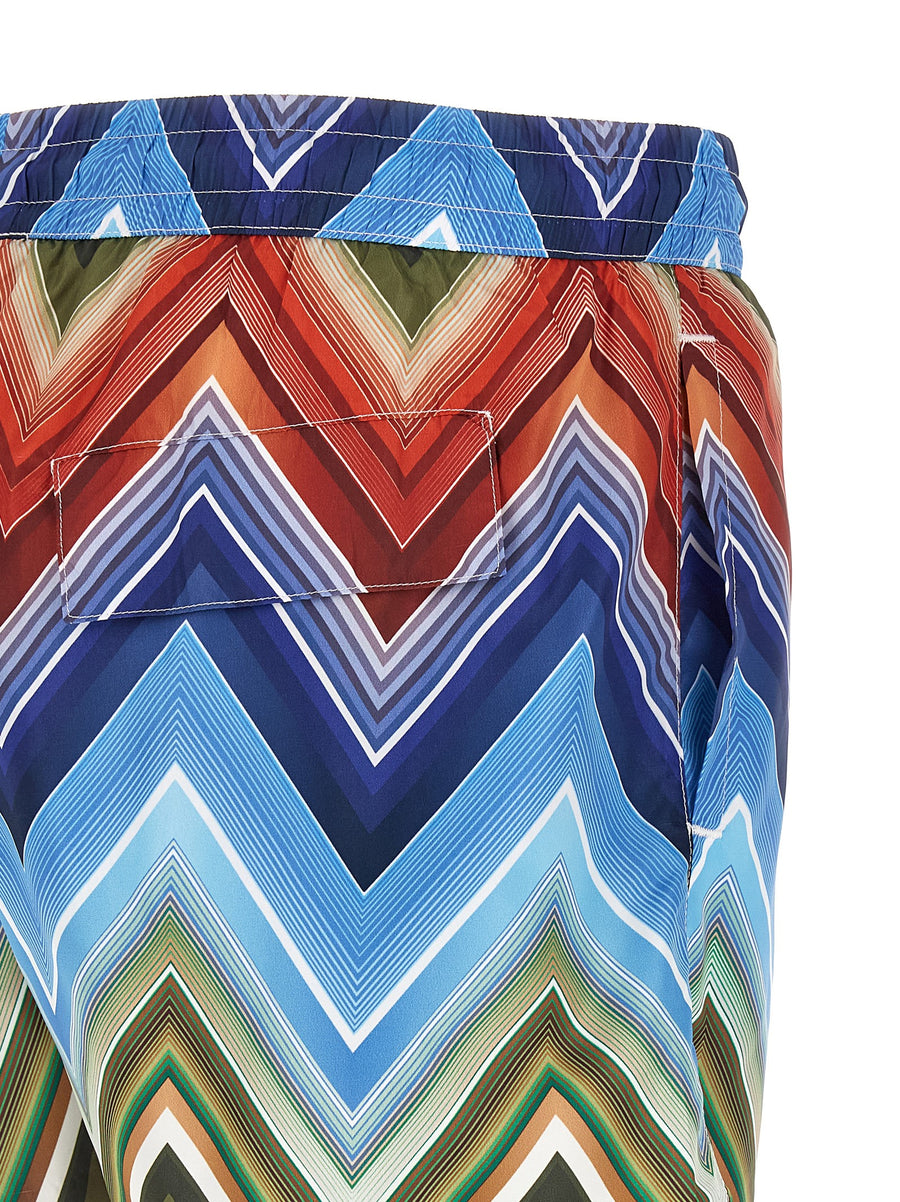 Missoni Macro Zigzag Swimsuit for Men Luxury Italian Beachwear Fast Drying Polyester