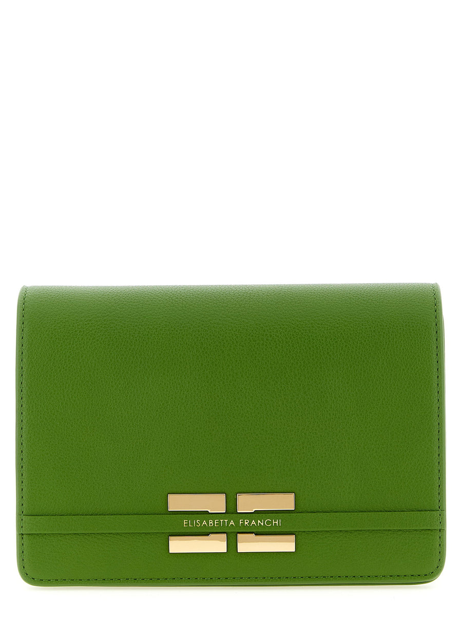 Elisabetta Franchi Logo Shoulder Bag Garnet Leather Effect With Signature Chain Strap For Women