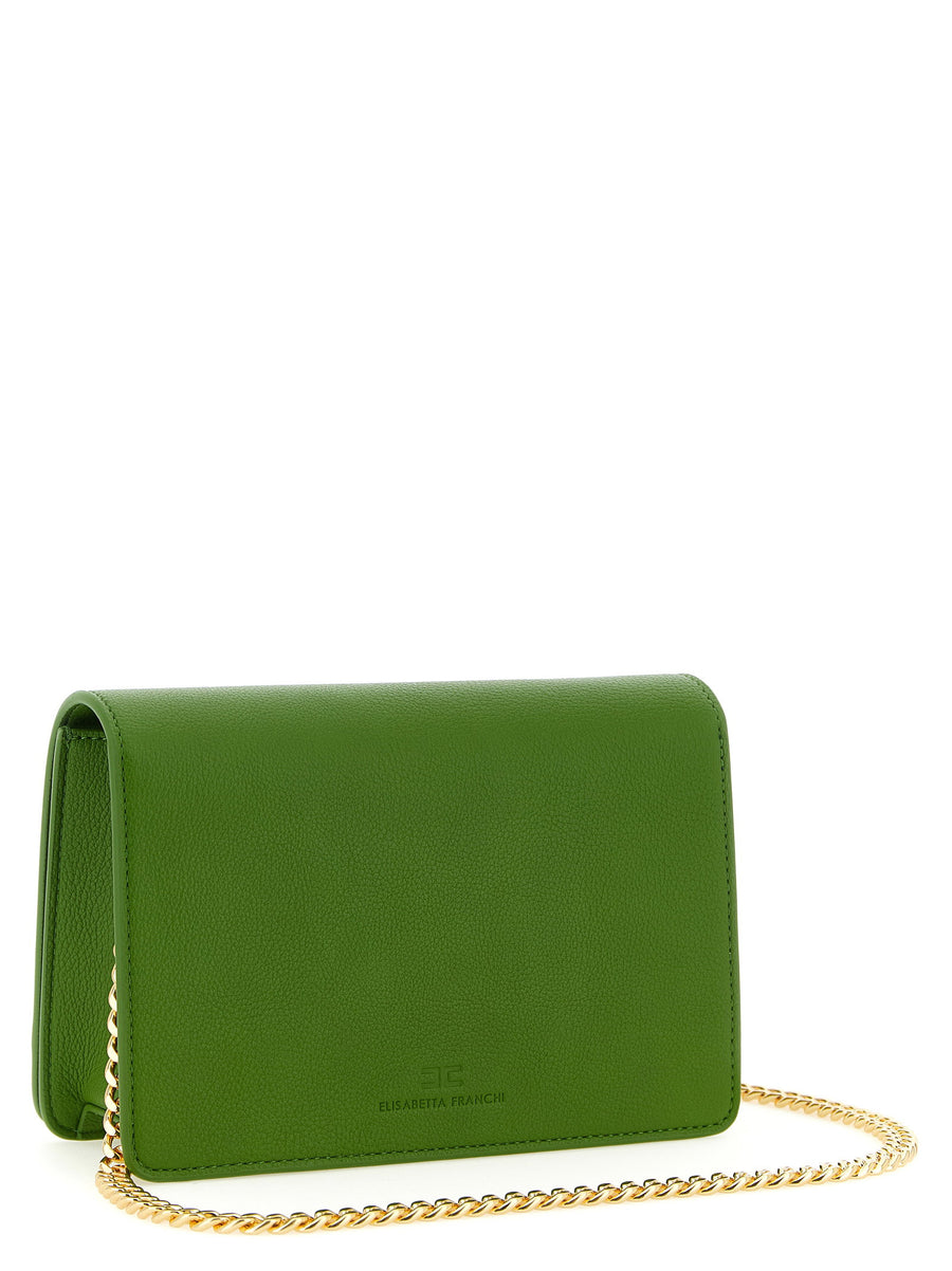 Elisabetta Franchi Logo Shoulder Bag Garnet Leather Effect With Signature Chain Strap For Women