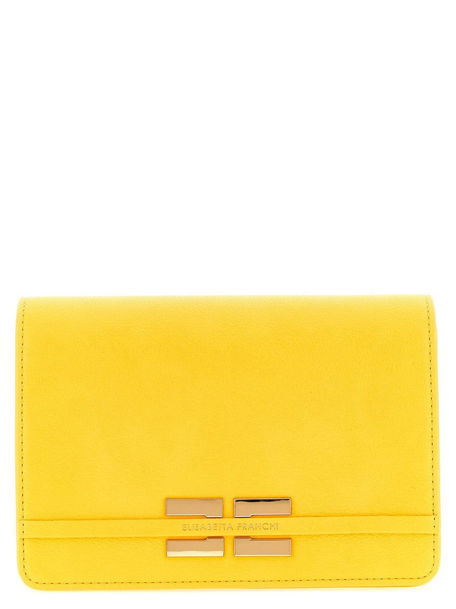 Elisabetta Franchi Logo Crossbody Bag With Magnetic Closure Garnet Leatherette Chain Strap For Women
