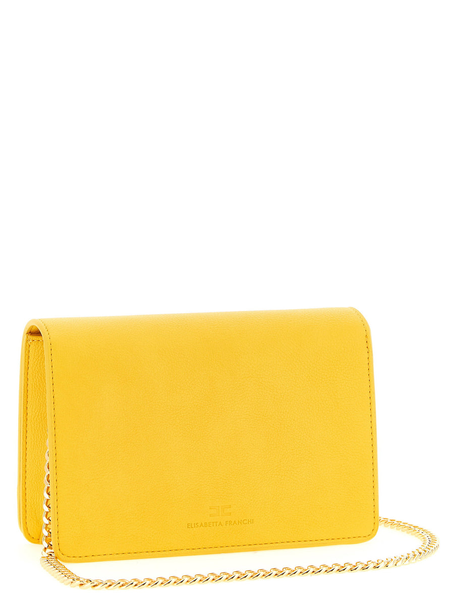 Elisabetta Franchi Logo Crossbody Bag With Magnetic Closure Garnet Leatherette Chain Strap For Women