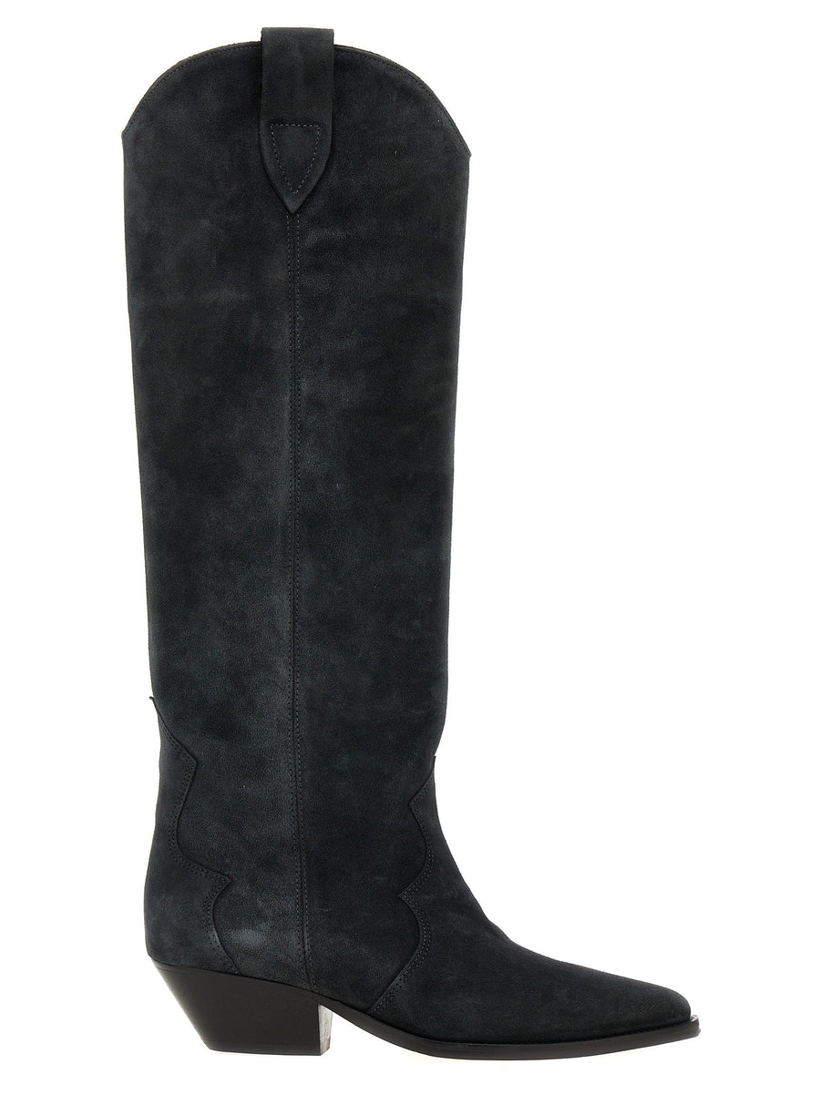 Isabel Marant Denvee Boots for Women Texan-Inspired Laminated Cuban Heel Calfskin Leather