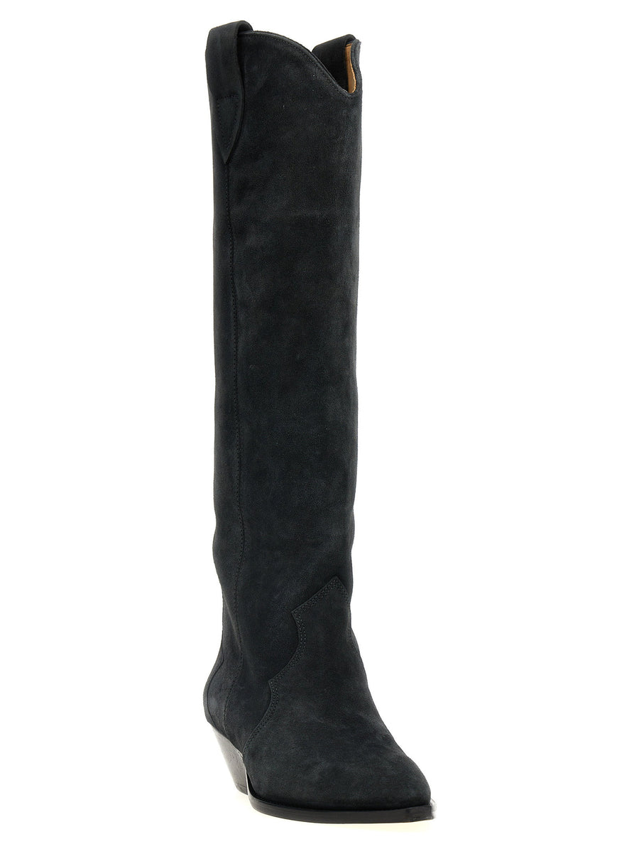 Isabel Marant Denvee Boots for Women Texan-Inspired Laminated Cuban Heel Calfskin Leather