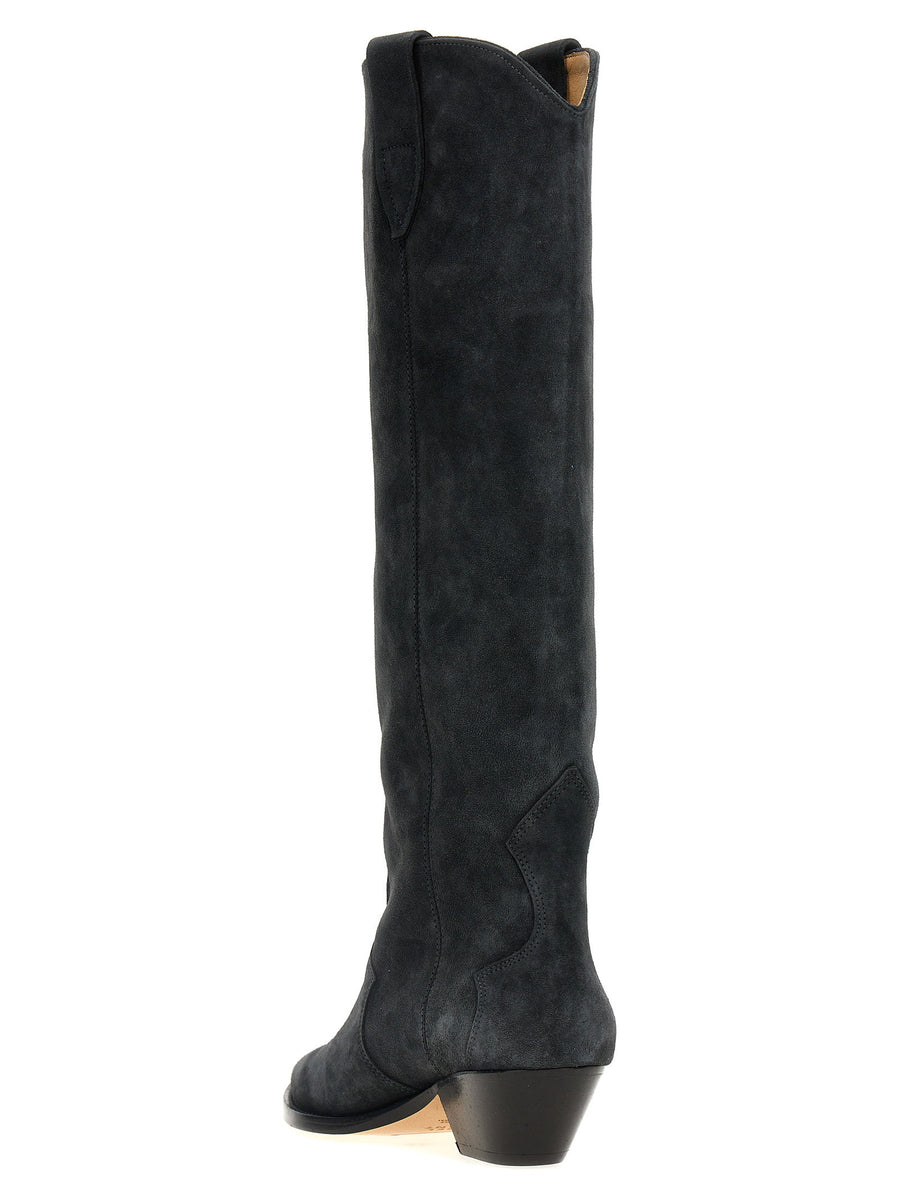 Isabel Marant Denvee Boots for Women Texan-Inspired Laminated Cuban Heel Calfskin Leather