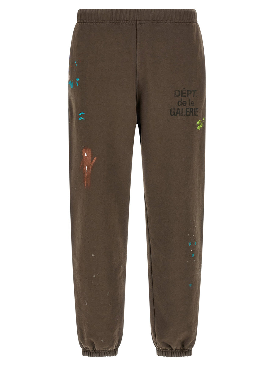 Gallery Dept Gd French Logo Joggers Brown 100% Cotton Hand Painted Logo Print