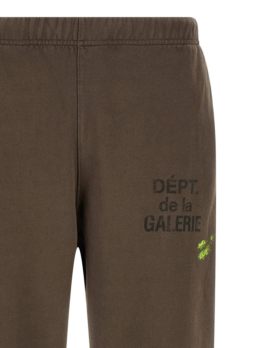 Gallery Dept Gd French Logo Joggers Brown 100% Cotton Hand Painted Logo Print