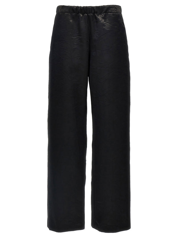 Givenchy Shiny Pants For Women Glossy Black Trousers With Elastic Waist Pockets For Day To Night
