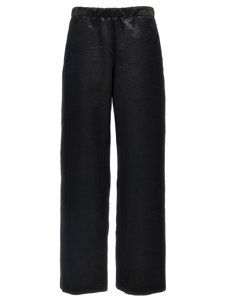 Givenchy Shiny Pants For Women Glossy Black Trousers With Elastic Waist Pockets For Day To Night