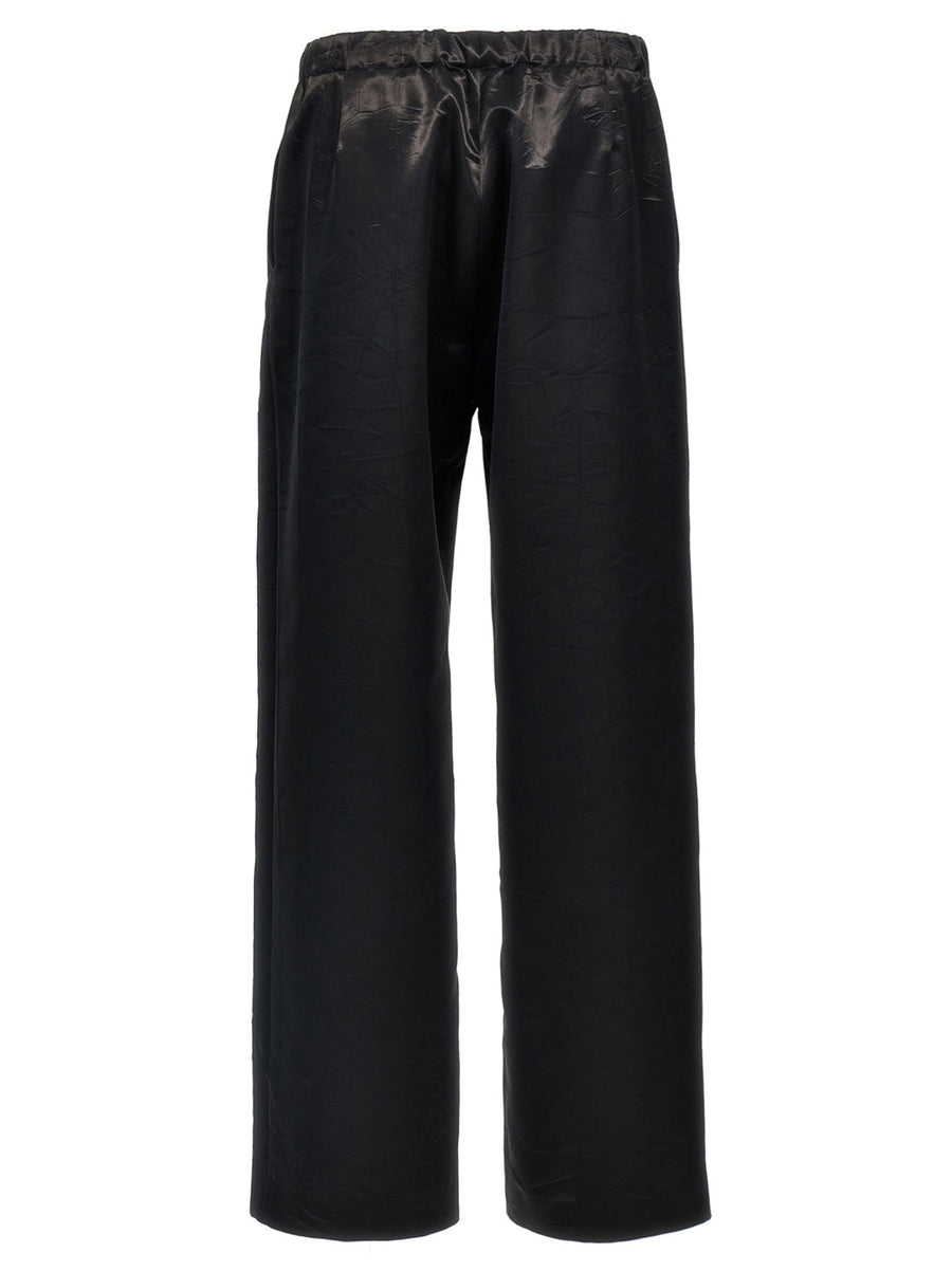 Givenchy Shiny Pants For Women Glossy Black Trousers With Elastic Waist Pockets For Day To Night