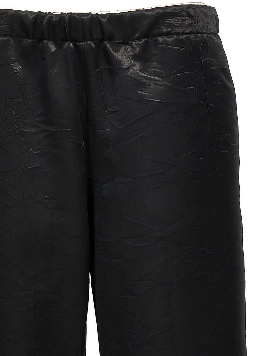 Givenchy Shiny Pants For Women Glossy Black Trousers With Elastic Waist Pockets For Day To Night