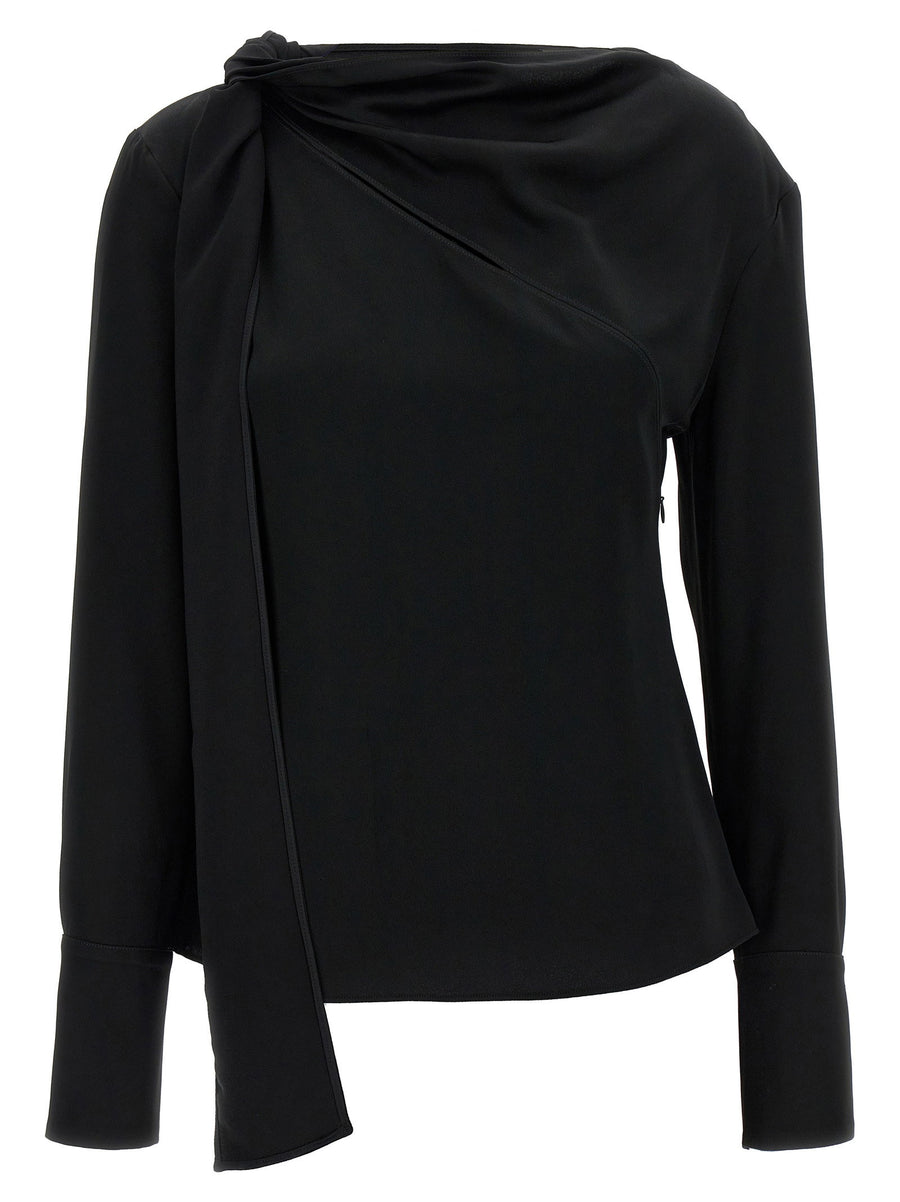 Givenchy Viscose Blouse With Adjustable Neck Sash For Versatile Women Workwear And Social Wear In Black