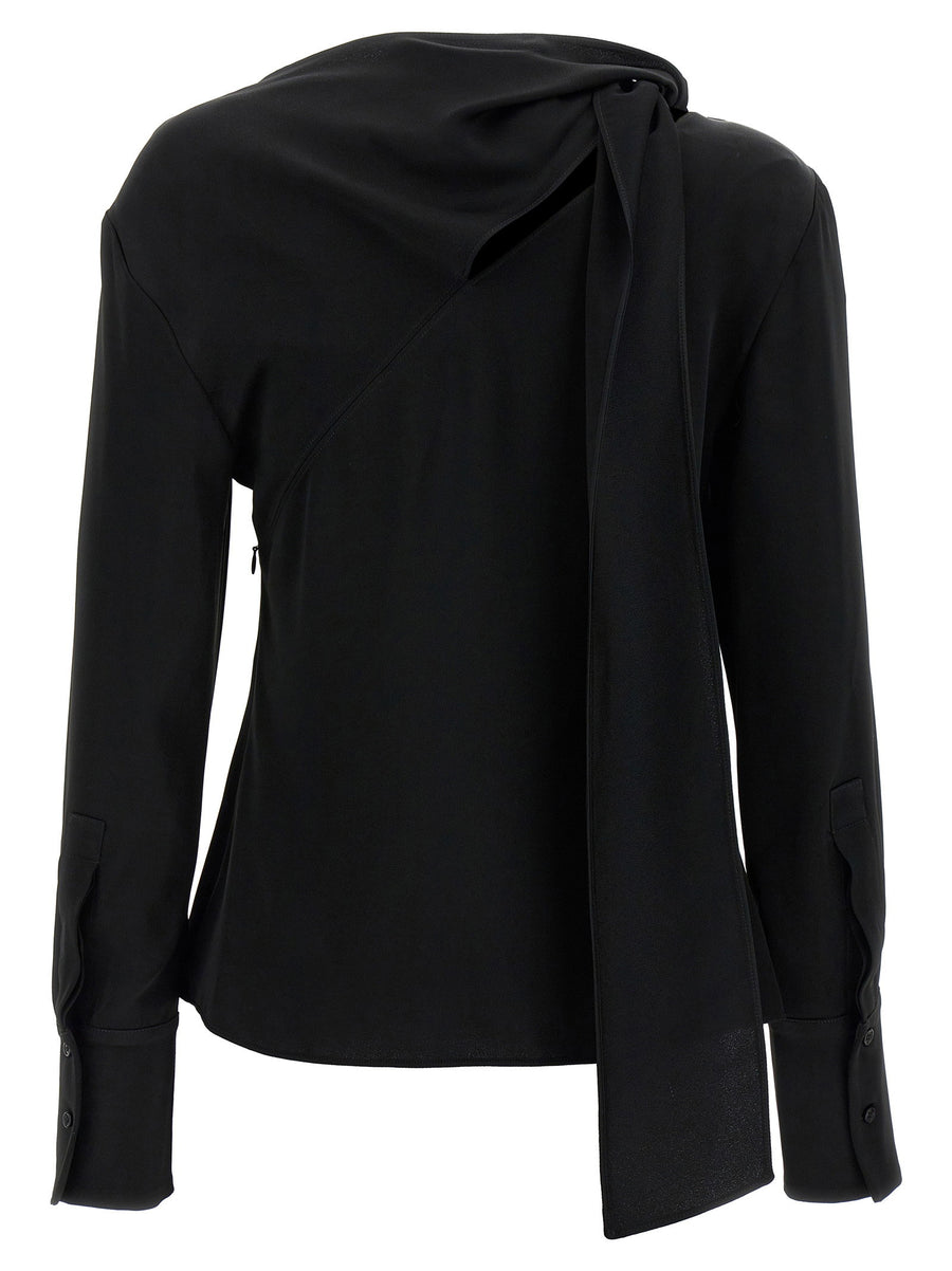 Givenchy Viscose Blouse With Adjustable Neck Sash For Versatile Women Workwear And Social Wear In Black