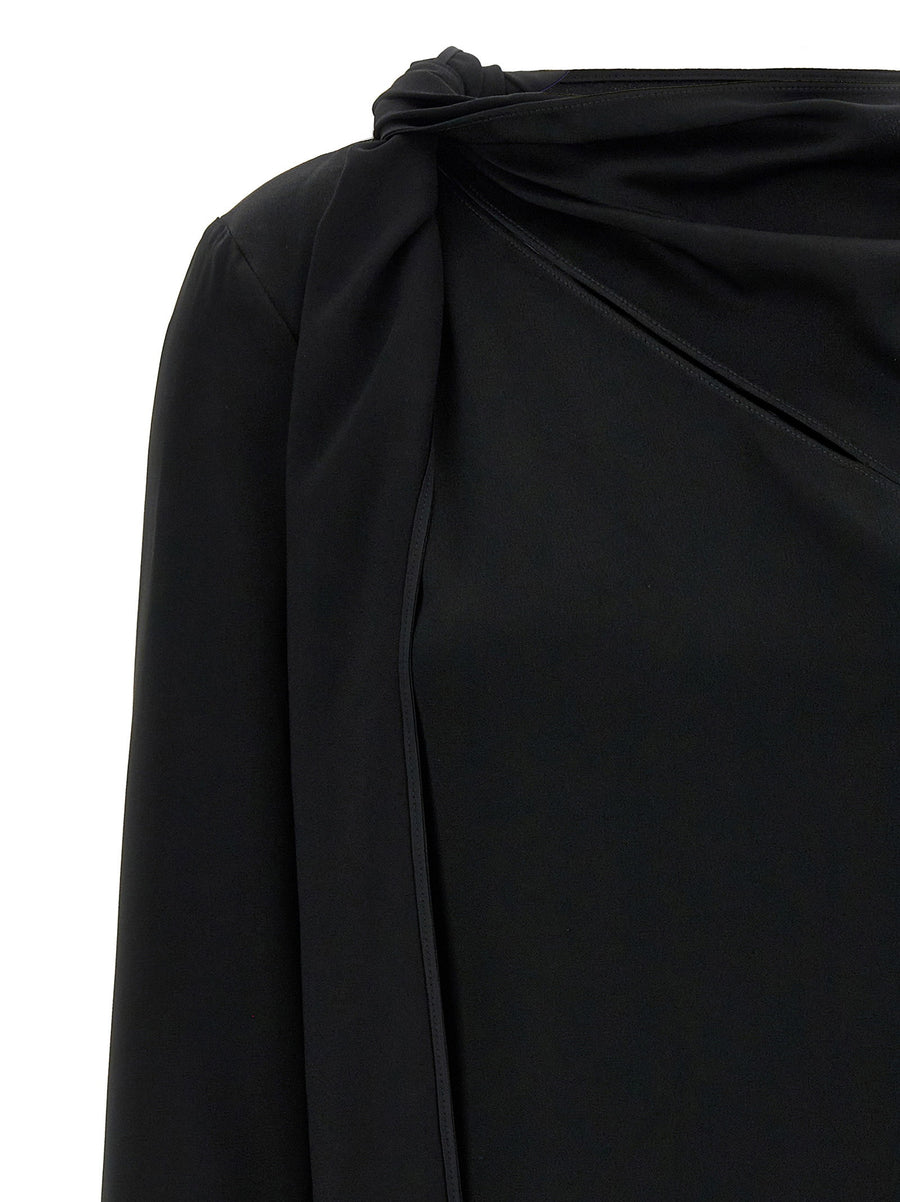 Givenchy Viscose Blouse With Adjustable Neck Sash For Versatile Women Workwear And Social Wear In Black