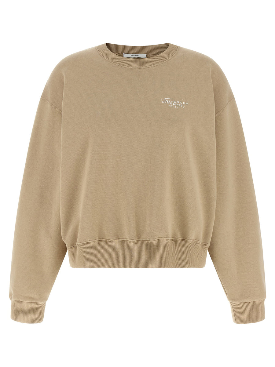 Givenchy Logo Stamp Sweatshirt For Women In Beige Subtle Branding Brushed Cotton Comfort Everyday Luxe