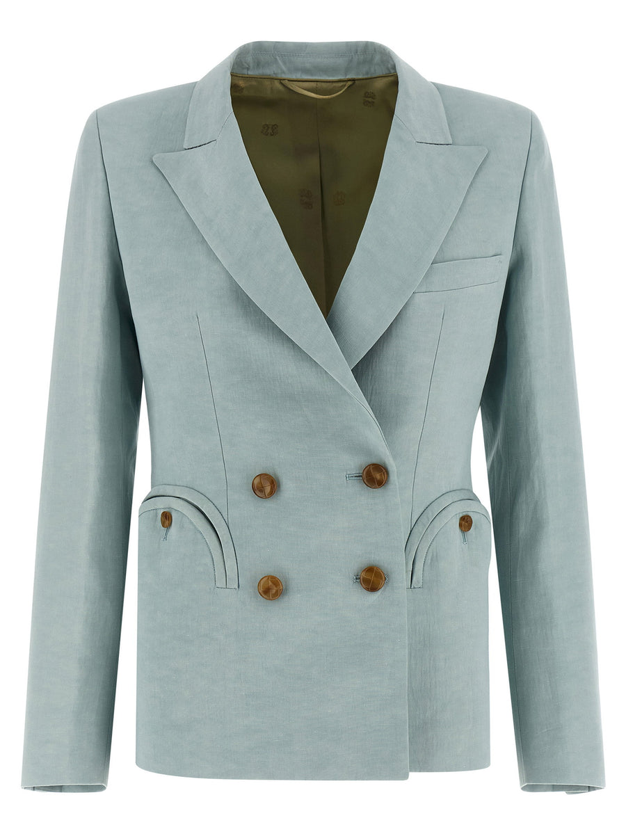 Blazé Milano Zenith Charmer Blazer Luxury Silk Linen Double Breasted Hourglass Fit For Women