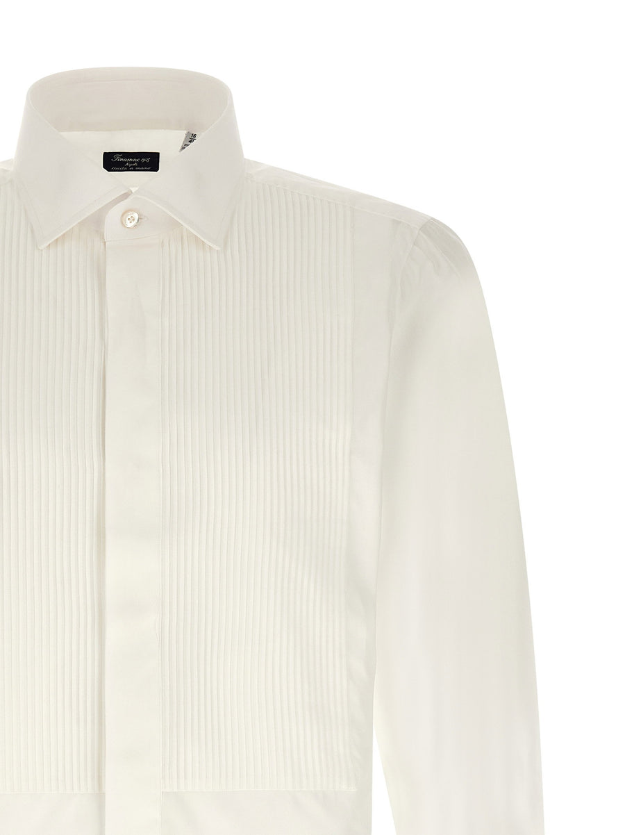 Finamore Napoli Tuxedo Shirt Classic Plastron Front With French Collar For Elegant Men