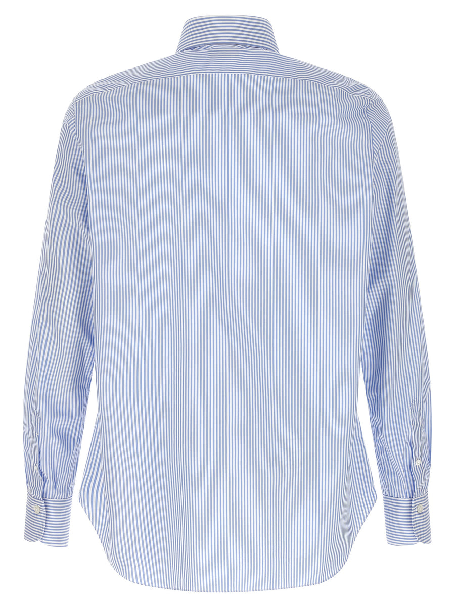 Finamore Napoli Shirt For Men Luxury Striped Cotton Poplin One Hundred Percent Cotton Polished Everyday Elegance