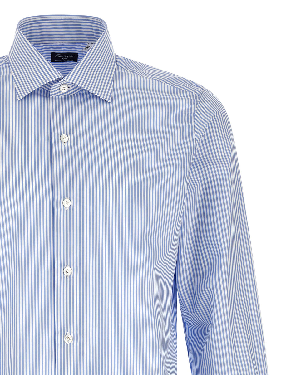 Finamore Napoli Shirt For Men Luxury Striped Cotton Poplin One Hundred Percent Cotton Polished Everyday Elegance