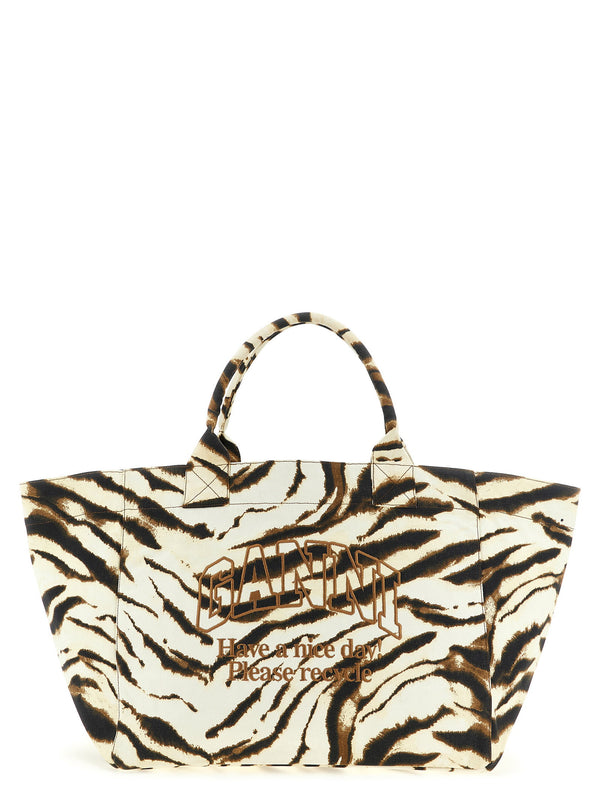 Ganni Xxl Zebra Shopping Bag