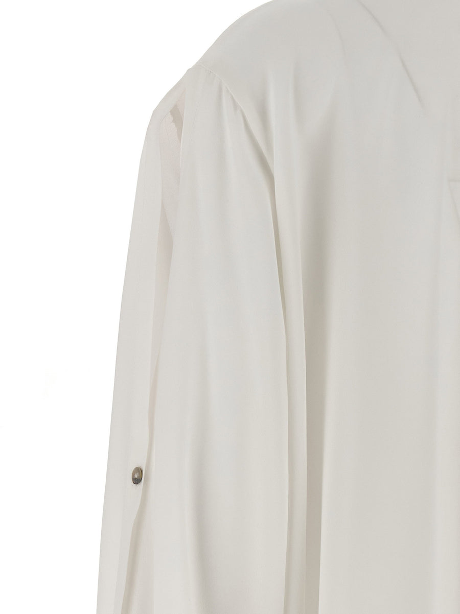 Di.la3 Pari' Luxurious Silk Bonton Shirt For Women With Lavalliere Collar And Cutout Back