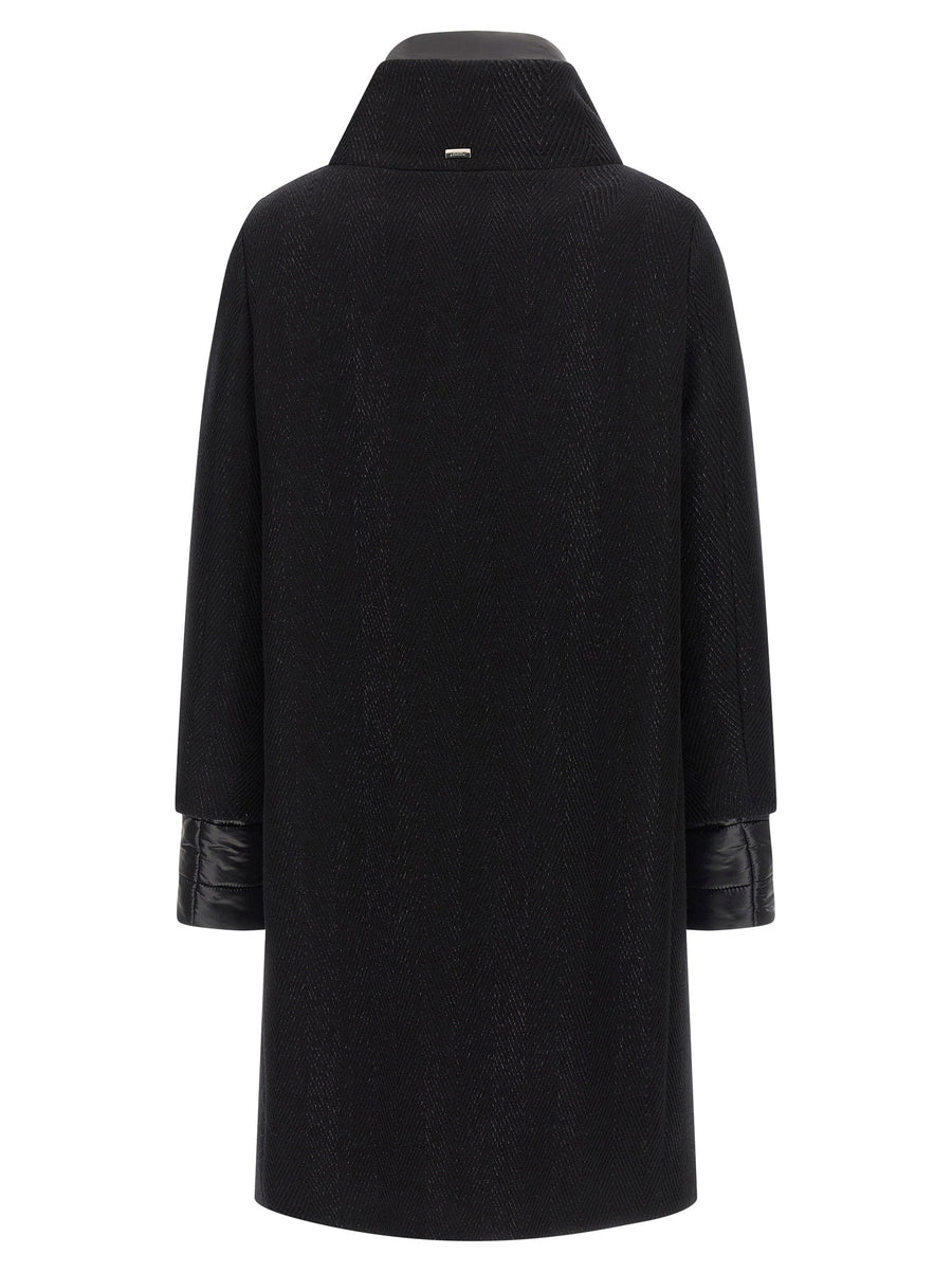 Herno Women Lamé Thread Wool Coat With Zigzag Weave For Luxurious Warmth And Refined Sheen