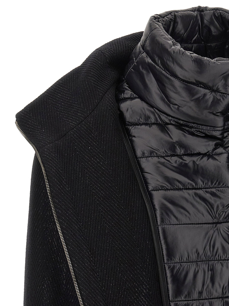 Herno Women Lamé Thread Wool Coat With Zigzag Weave For Luxurious Warmth And Refined Sheen