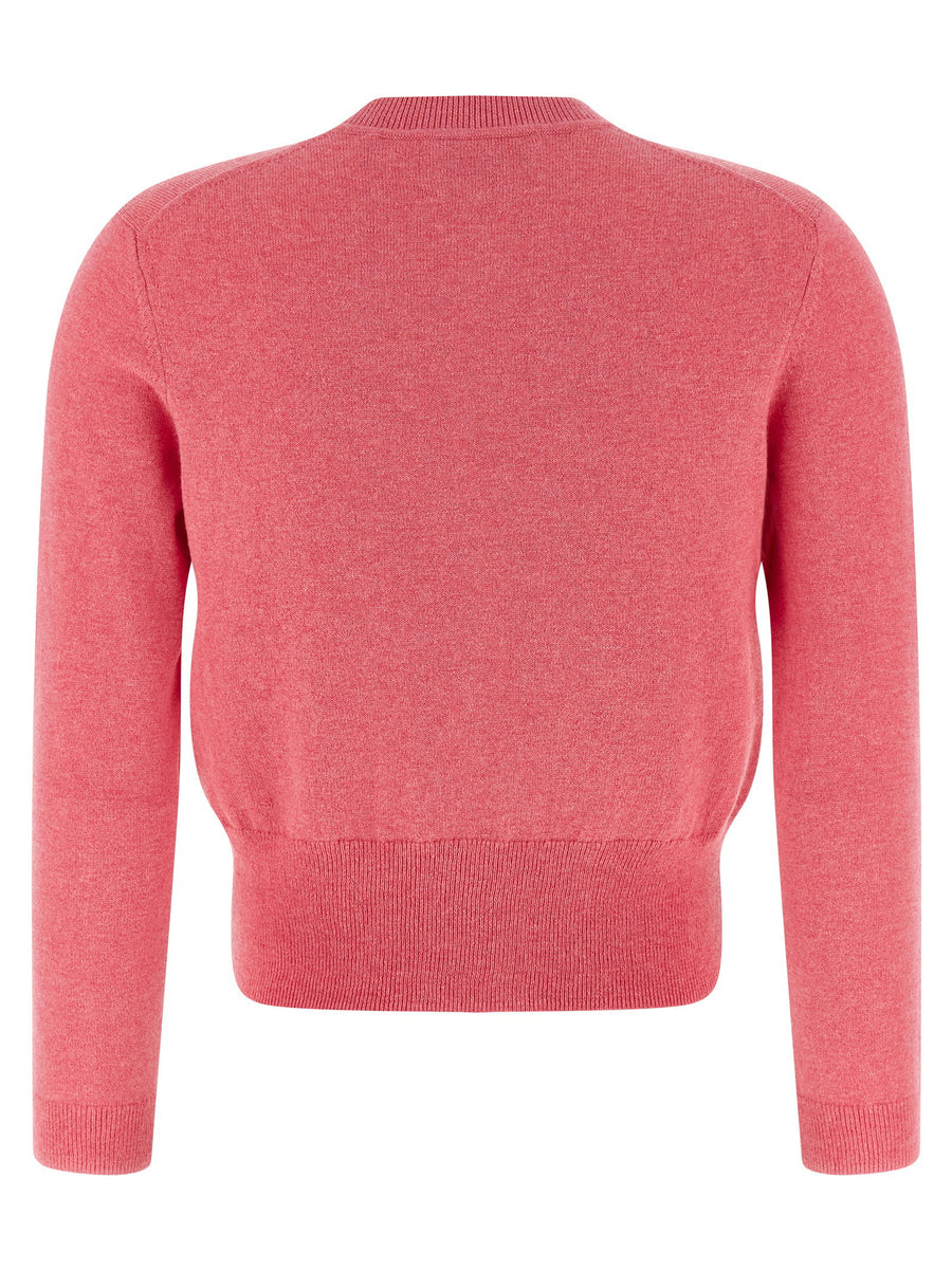Luxurious Marant Etoile Cardigan For Women Pink Cotton Wool Blend Melange With Horn Buttons