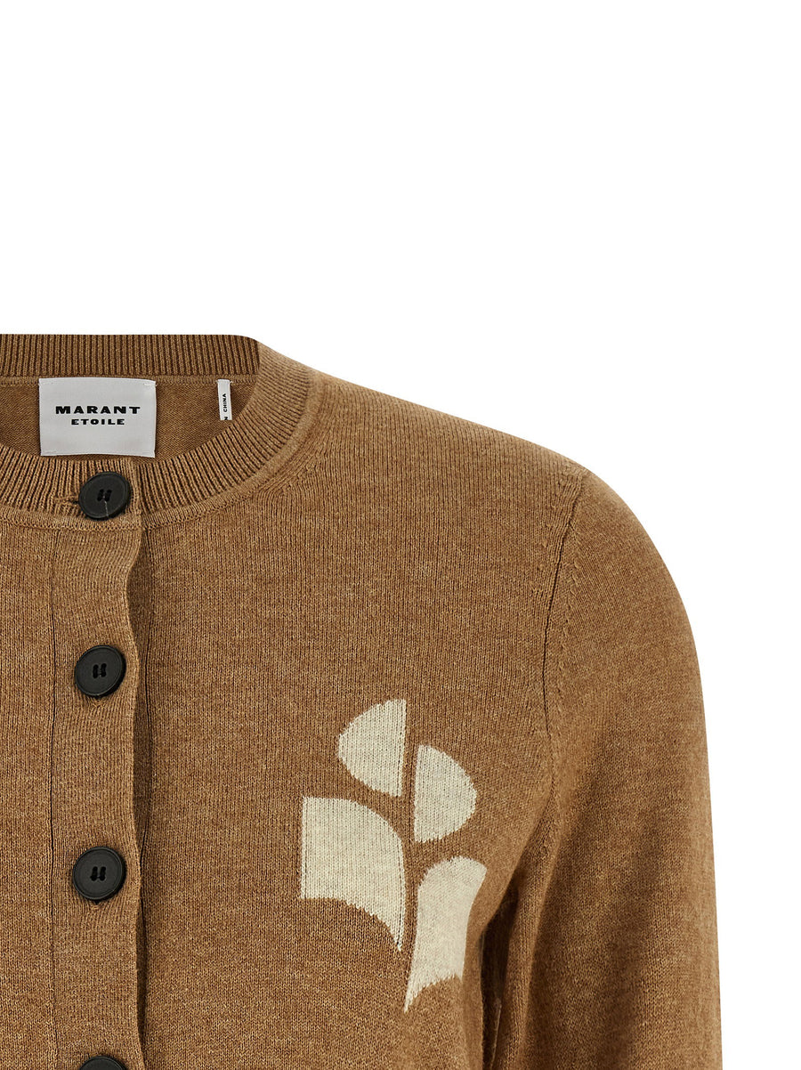 Marant Etoile Newton Cardigan Beige Soft Cotton Wool Blend For Women Luxurious Layering Piece