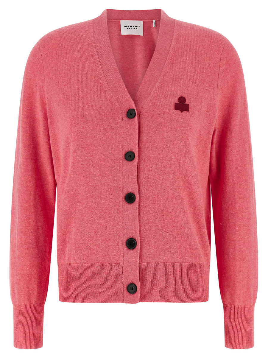 Marant Etoile Karina Cardigan Luxurious Cotton Wool Blend With Logo Embroidery And Horn Button Closure For Women