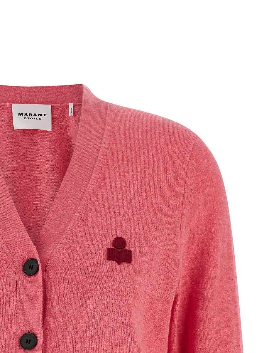 Marant Etoile Karina Cardigan Luxurious Cotton Wool Blend With Logo Embroidery And Horn Button Closure For Women
