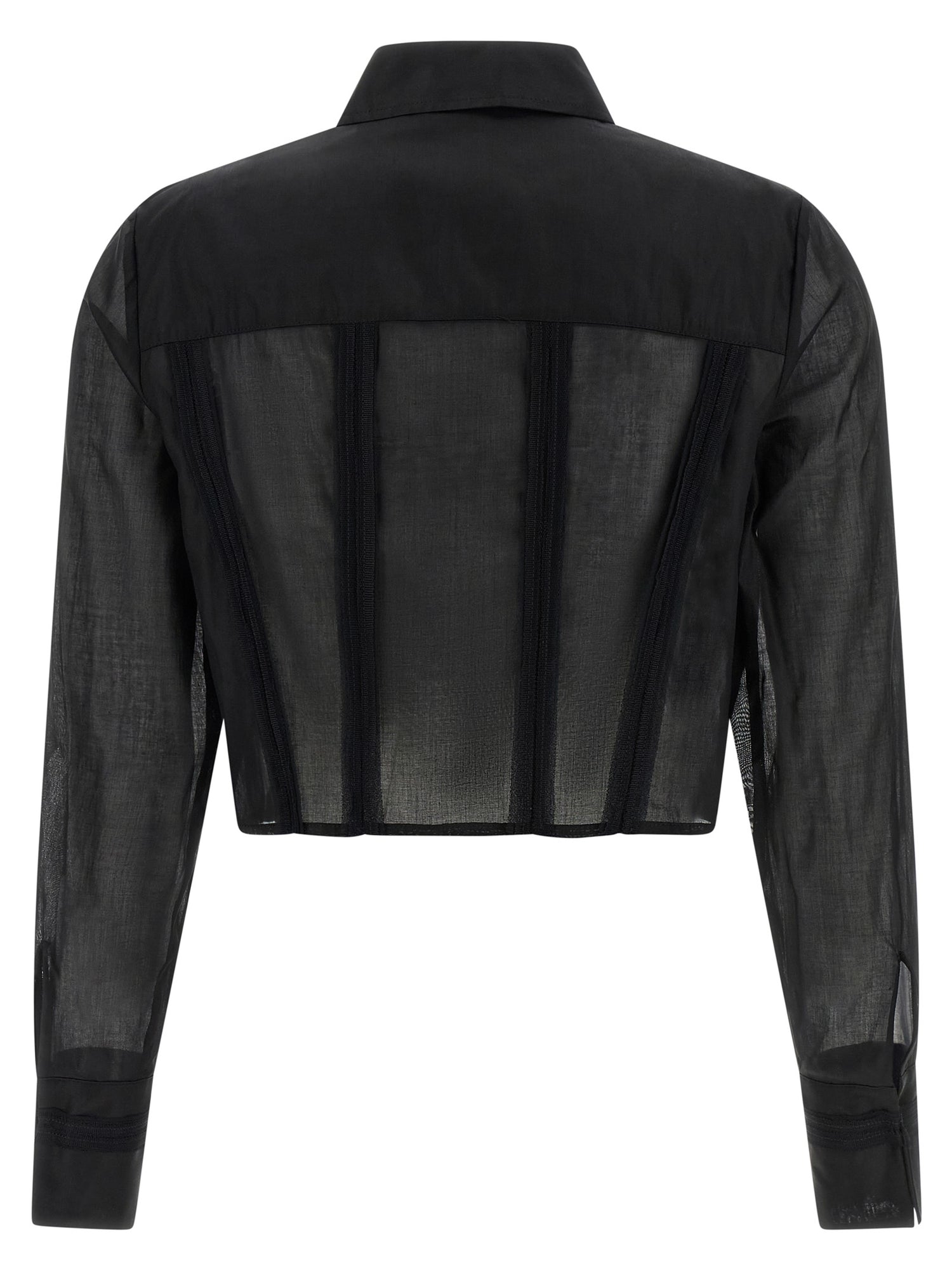 Elisabetta Franchi Logo Embroidery Maxi Crop Shirt