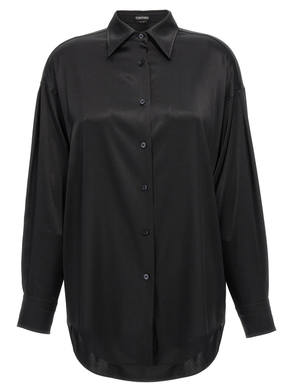 Tom Ford Silk Shirt For Women Luxury Satin Relaxed Fit Office Ready Polished Wardrobe Essential