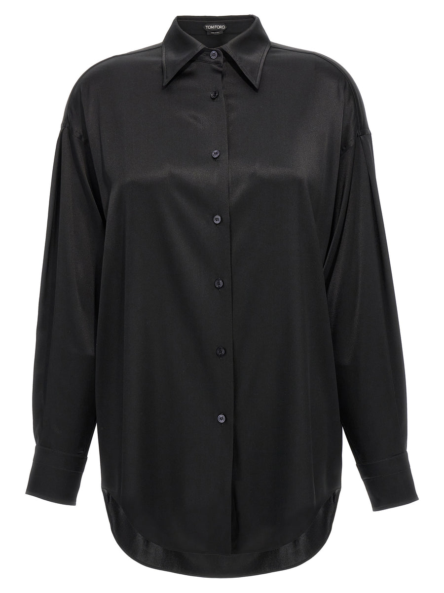 Tom Ford Silk Shirt For Women Luxury Satin Relaxed Fit Office Ready Polished Wardrobe Essential
