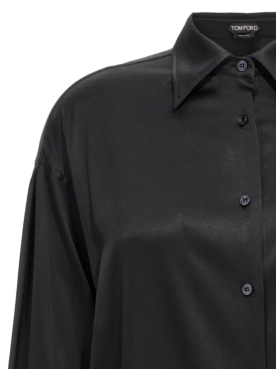 Tom Ford Silk Shirt For Women Luxury Satin Relaxed Fit Office Ready Polished Wardrobe Essential